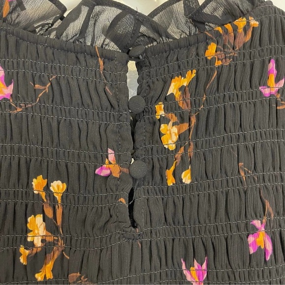 - NWT Madewell Georgette Ruffle-Collar Smocked Top in Falling Freesias B… - Picture 10 of 14